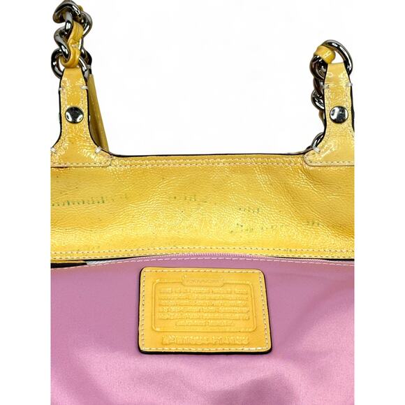 Coach Y2K Madison Tribeca Op Art Gold Sateen & Patent Leather Tote - Picture 16 of 16